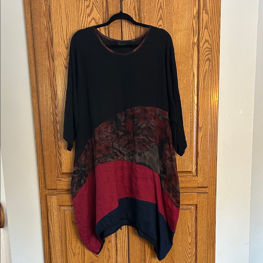 Elegant Asymmetrical Black and Red Dress